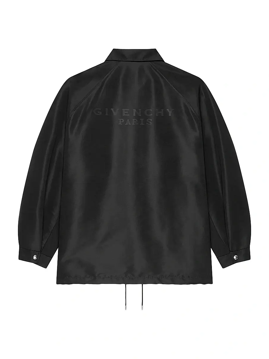 Givenchy Men's Couture Seam Polyfaille Jacket with Paris Patch - Black | Thumbnail 2 Givenchy Men's Couture Seam Polyfaille Jacket with Paris Patch - Black | Thumbnail 2