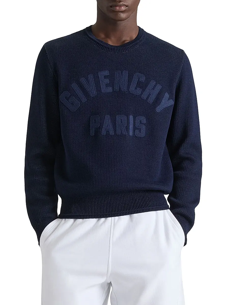 Givenchy Men's Sweater in Cotton Knit with Paris Embroidery | Thumbnail 2