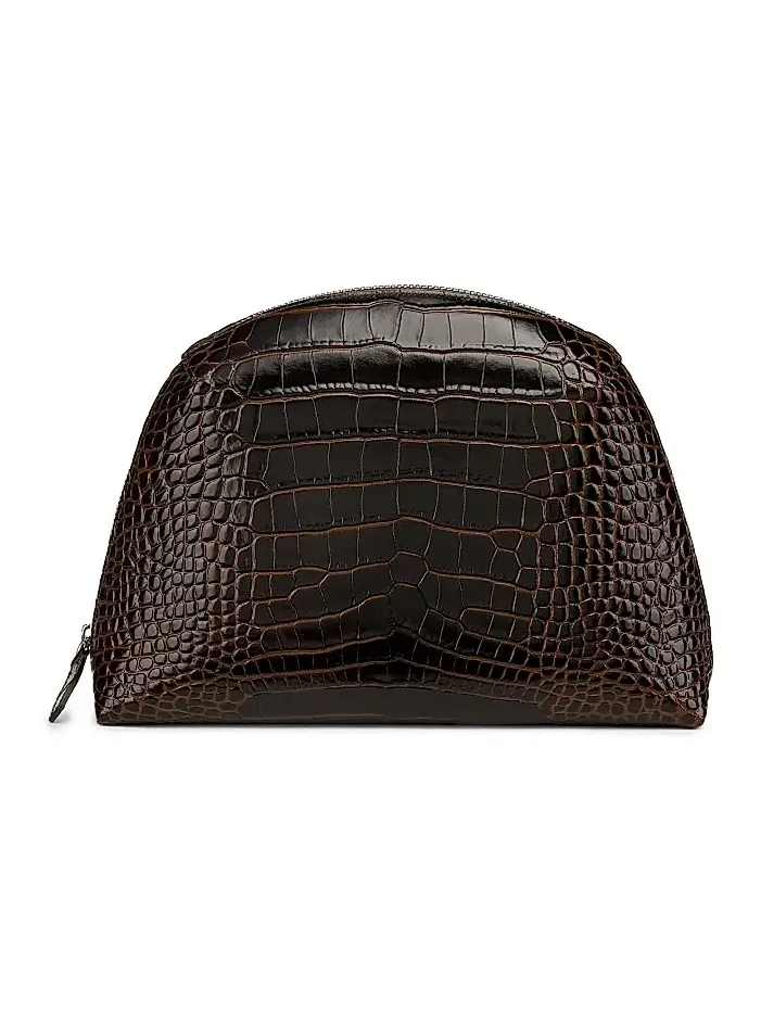Women's Croc-Embossed Leather Pouch Women's Croc-Embossed Leather Pouch