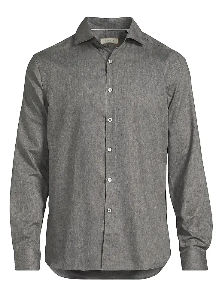 Men's Solid Herringbone Woven Cotton Shirt
