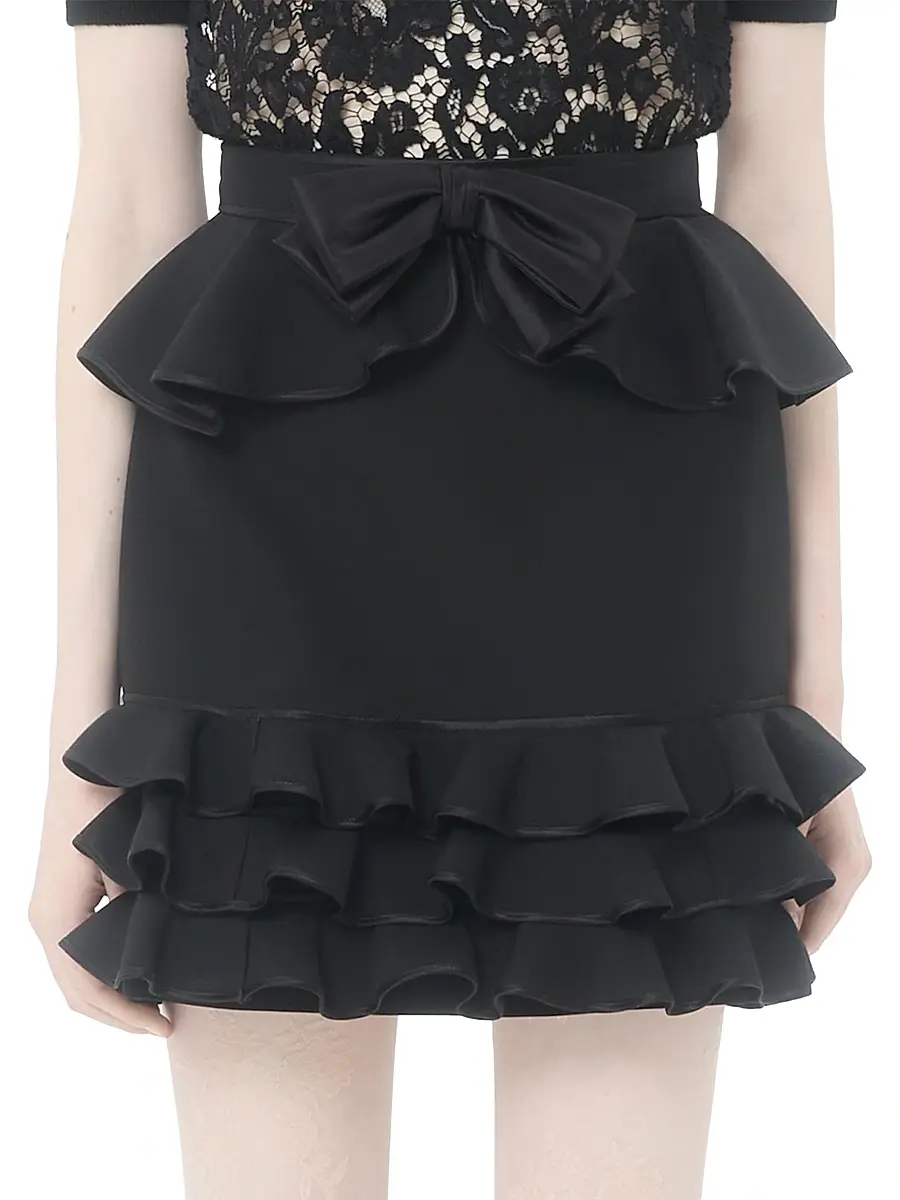 Valentino Garavani Women's Crepe Couture Short Skirt - Black | Thumbnail 2 Valentino Garavani Women's Crepe Couture Short Skirt - Black | Thumbnail 2