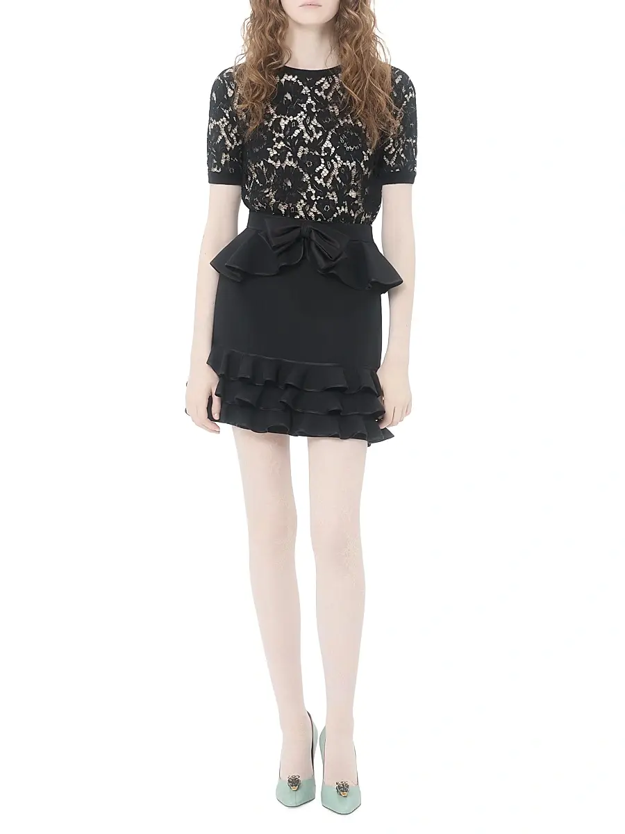 Valentino Garavani Women's Crepe Couture Short Skirt - Black | Thumbnail 5 Valentino Garavani Women's Crepe Couture Short Skirt - Black | Thumbnail 5