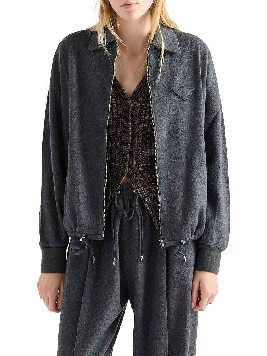 Prada Women's Jersey Blouson Jacket - Grey | Thumbnail 2 Prada Women's Jersey Blouson Jacket - Grey | Thumbnail 2