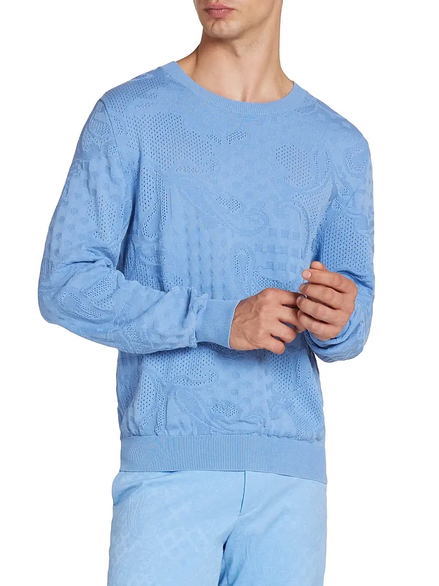 Etro Men's Paisley Cotton Crewneck Sweater | Thumbnail 3