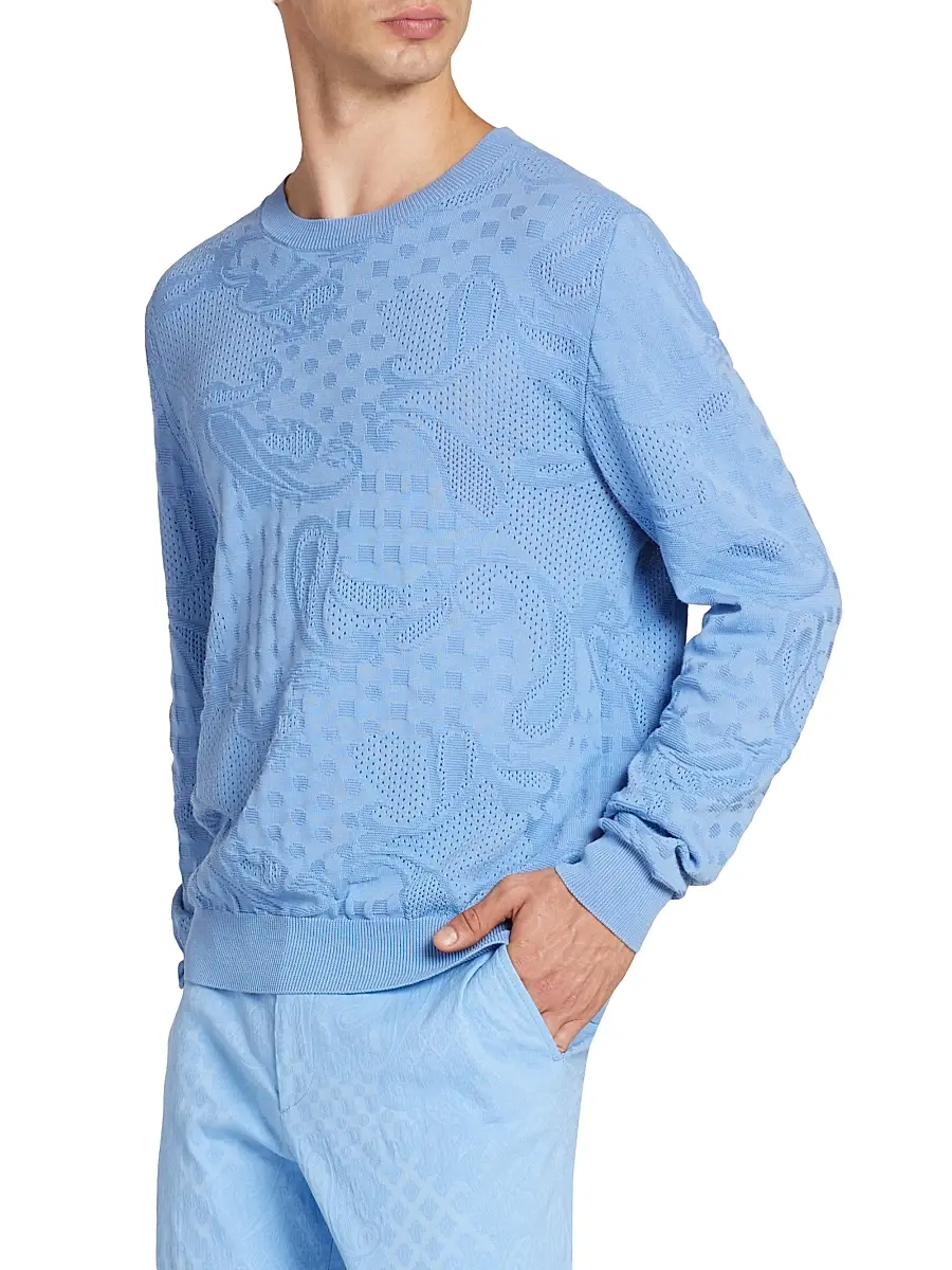 Etro Men's Paisley Cotton Crewneck Sweater | Thumbnail 4