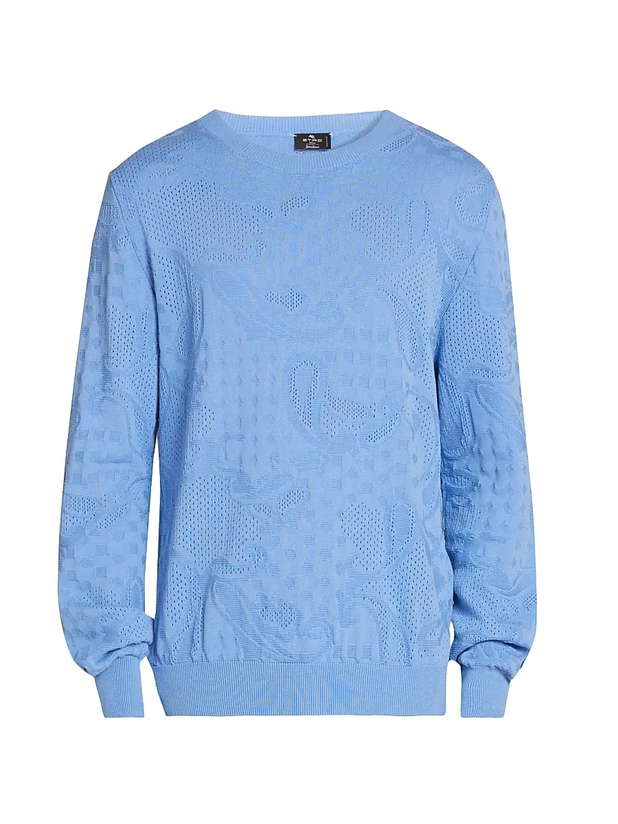 Etro Men's Paisley Cotton Crewneck Sweater
