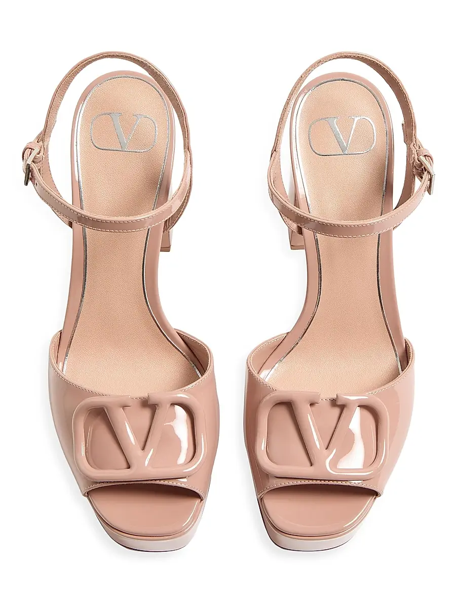 Valentino Women's Vlogo 115MM Signature Platform Sandals in Patent Leather - Rose Cannelle | Thumbnail 4 Valentino Women's Vlogo 115MM Signature Platform Sandals in Patent Leather - Rose Cannelle | Thumbnail 4