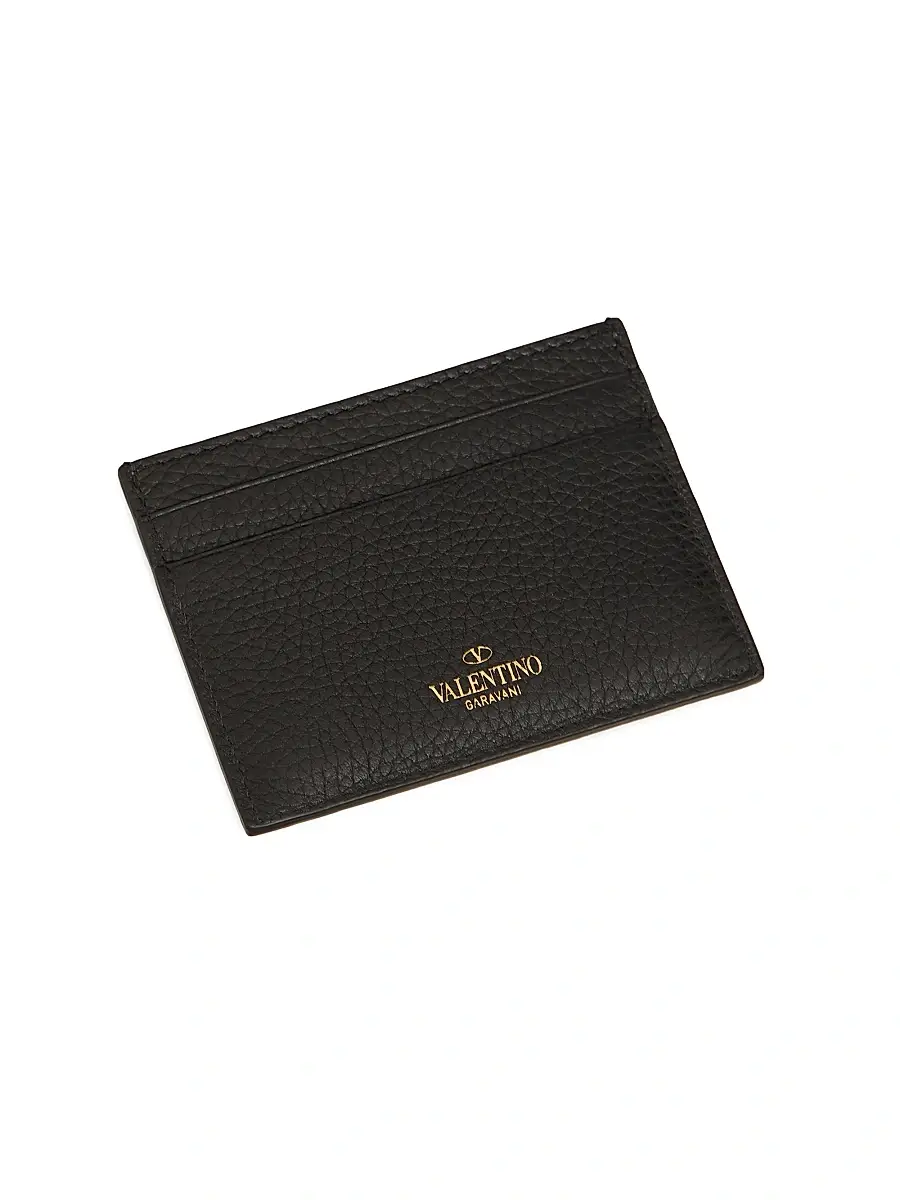 Valentino Garavani Women's Rockstud Grainy Calfskin Cardholder - Black | Thumbnail 3 Valentino Garavani Women's Rockstud Grainy Calfskin Cardholder - Black | Thumbnail 3