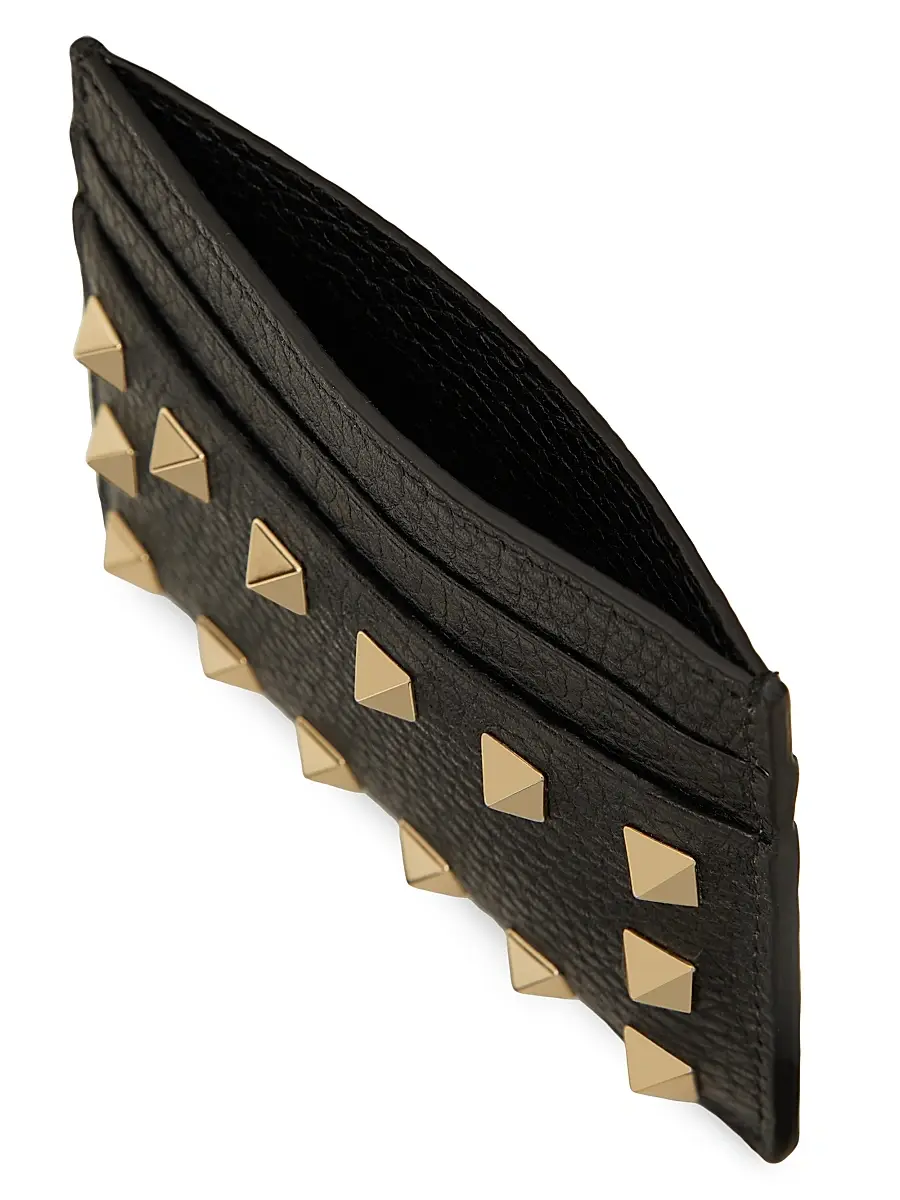 Valentino Garavani Women's Rockstud Grainy Calfskin Cardholder - Black | Thumbnail 5 Valentino Garavani Women's Rockstud Grainy Calfskin Cardholder - Black | Thumbnail 5