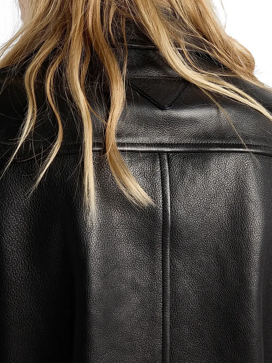 Prada Women's Leather Blouson Jacket - Black | Thumbnail 5 Prada Women's Leather Blouson Jacket - Black | Thumbnail 5