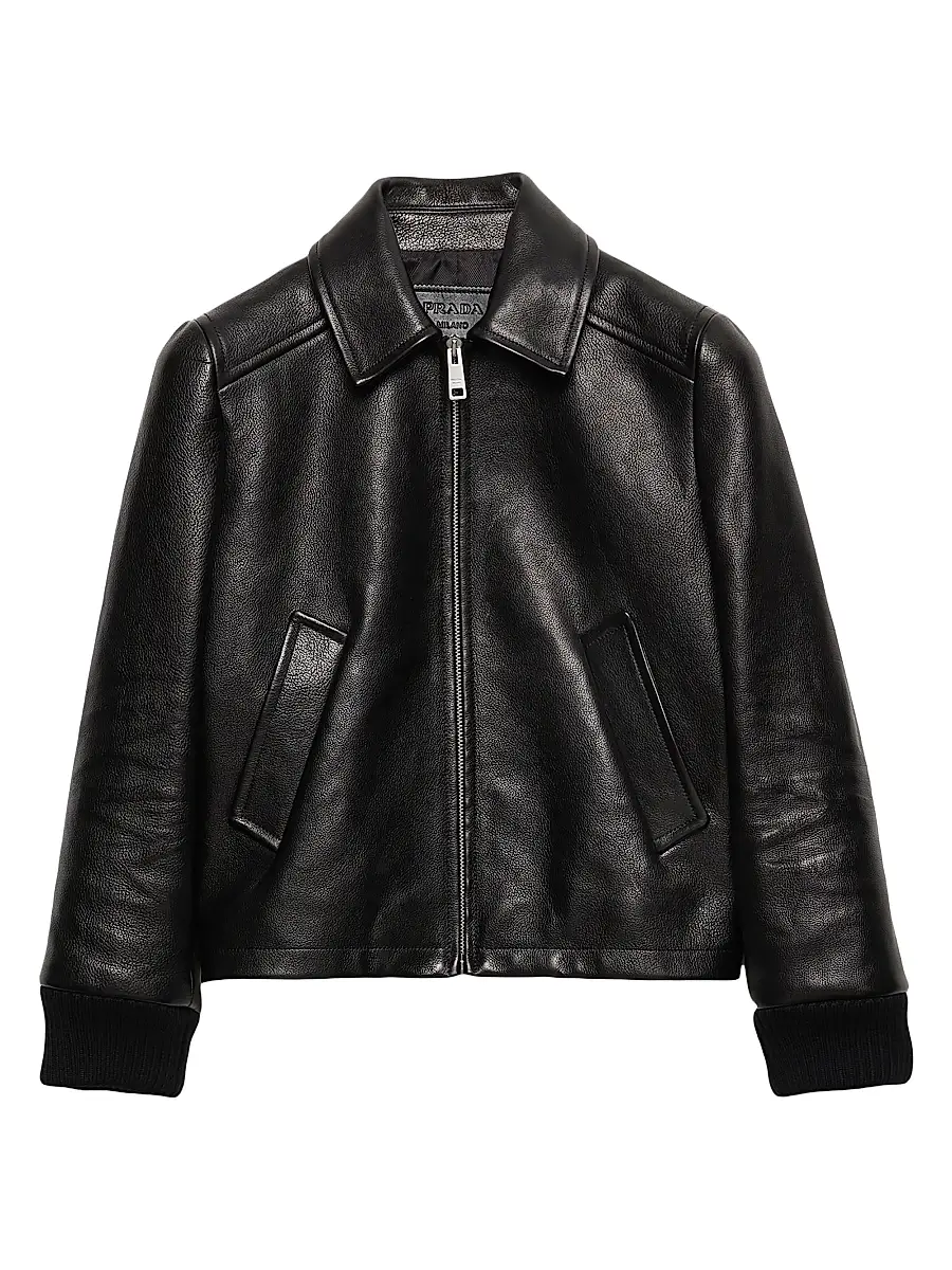 Prada Women's Leather Blouson Jacket - Black | Image 1 Prada Women's Leather Blouson Jacket - Black | Image 1