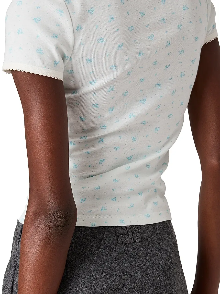 Miu Miu Women's Ribbed Jersey T-Shirt - White | Thumbnail 4