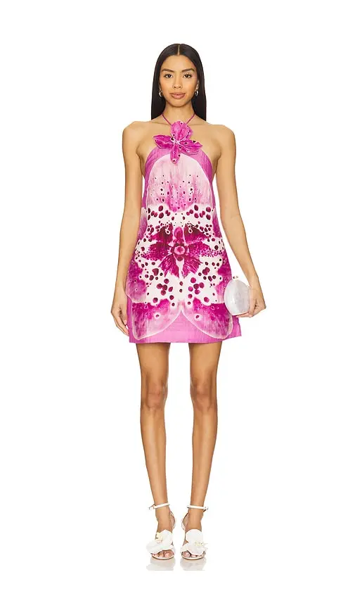 AMUR Everlee Orchid Print Mini Dress | Image 1 AMUR Everlee Orchid Print Mini Dress | Image 1