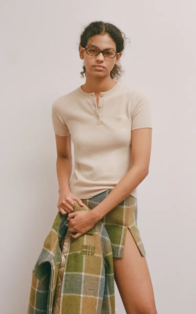 Miu Miu Checked Wool Mini Skirt | Thumbnail 3