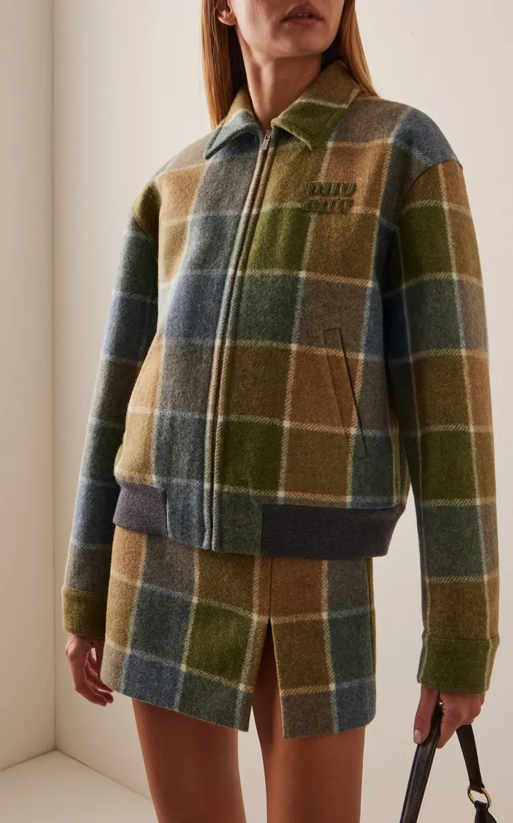 Miu Miu Checked Wool Blouson Jacket | Thumbnail 4
