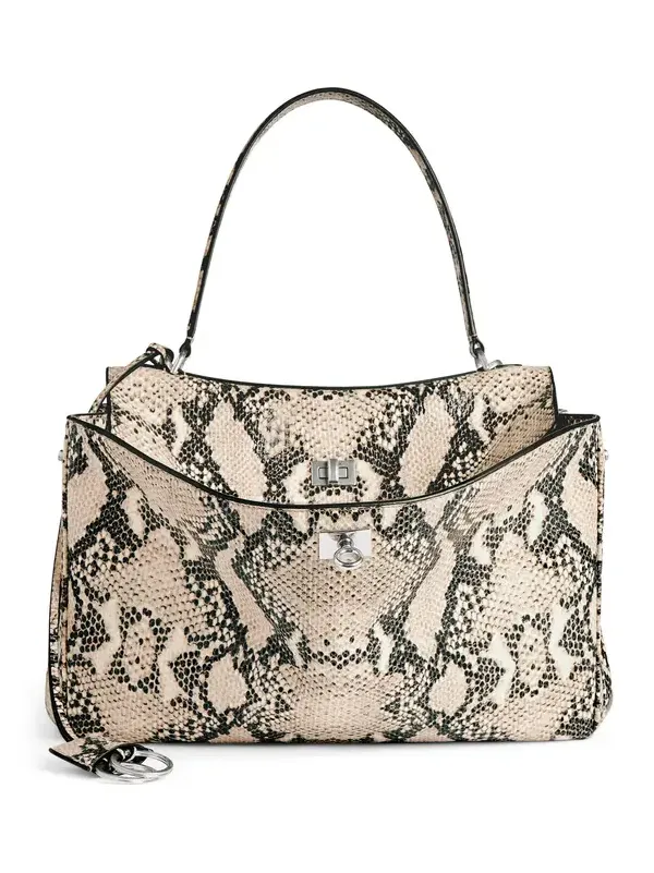 Rodeo Medium Python-Effect Leather Top Handle Bag Rodeo Medium Python-Effect Leather Top Handle Bag