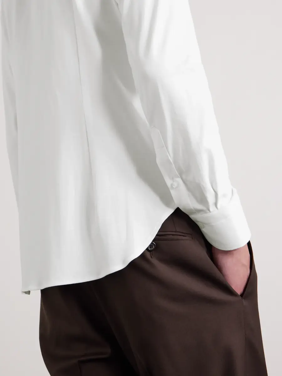 Canali Travel Slim-Fit Cutaway-Collar Stretch-Cotton Jersey Shirt - Men | Thumbnail 4