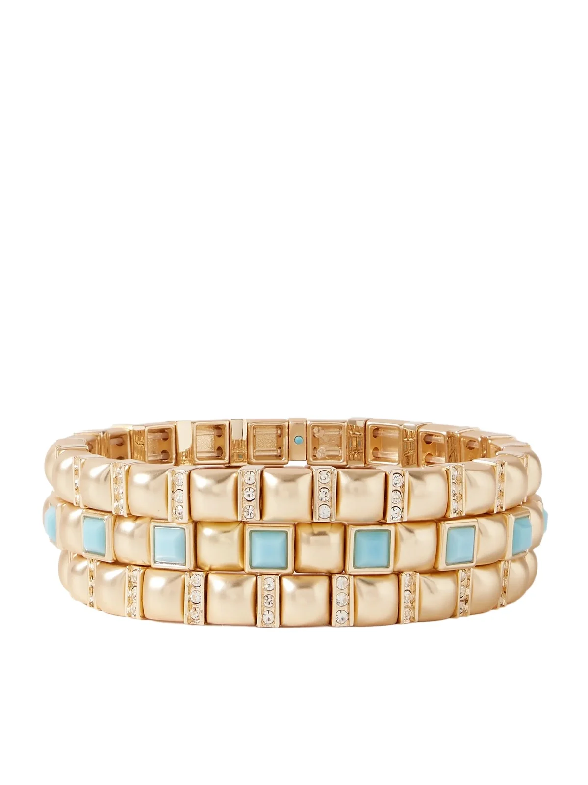 The Mini Jeweled Set Of Three Gold-tone Crystal And Enamel Bracelets