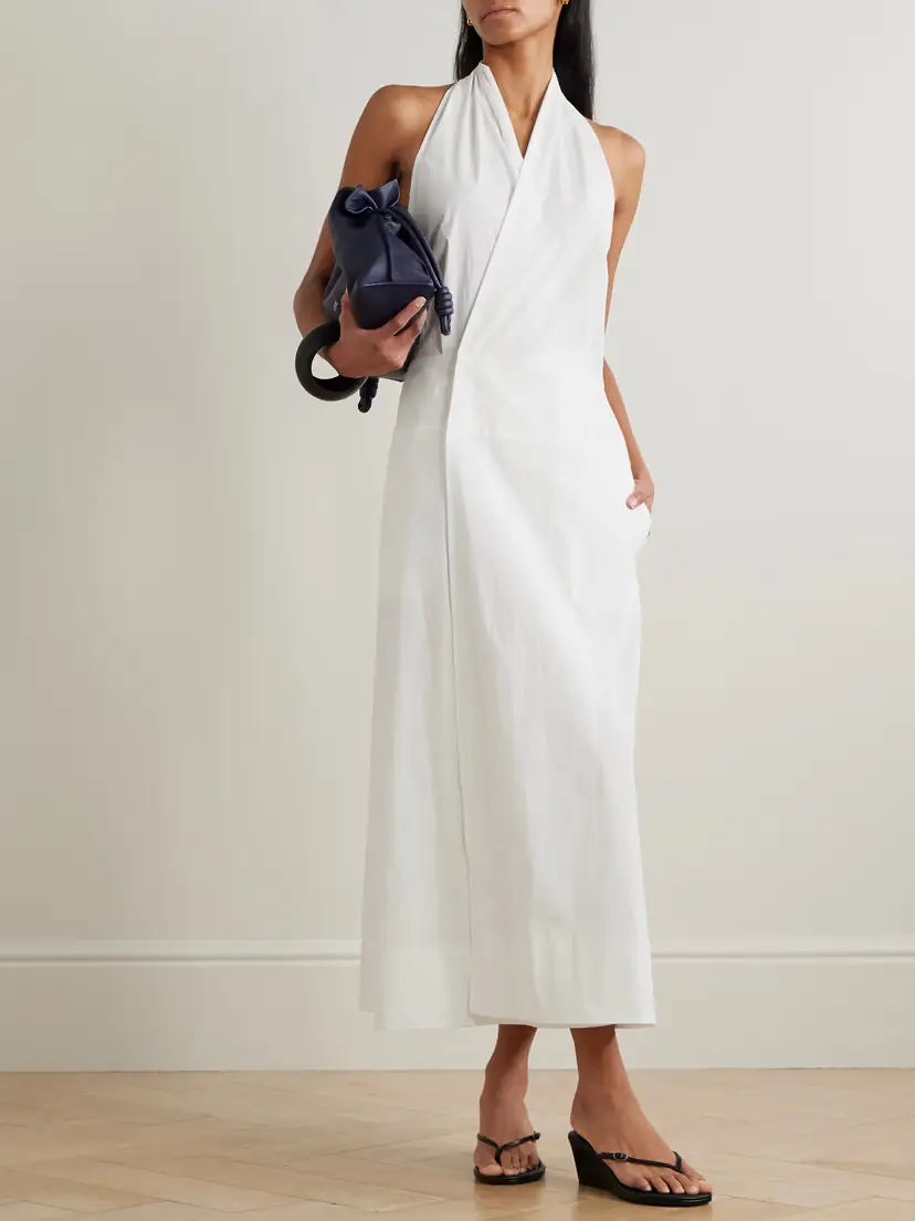 St. Agni Cotton-blend Poplin Halterneck Wrap Maxi Dress | Thumbnail 2