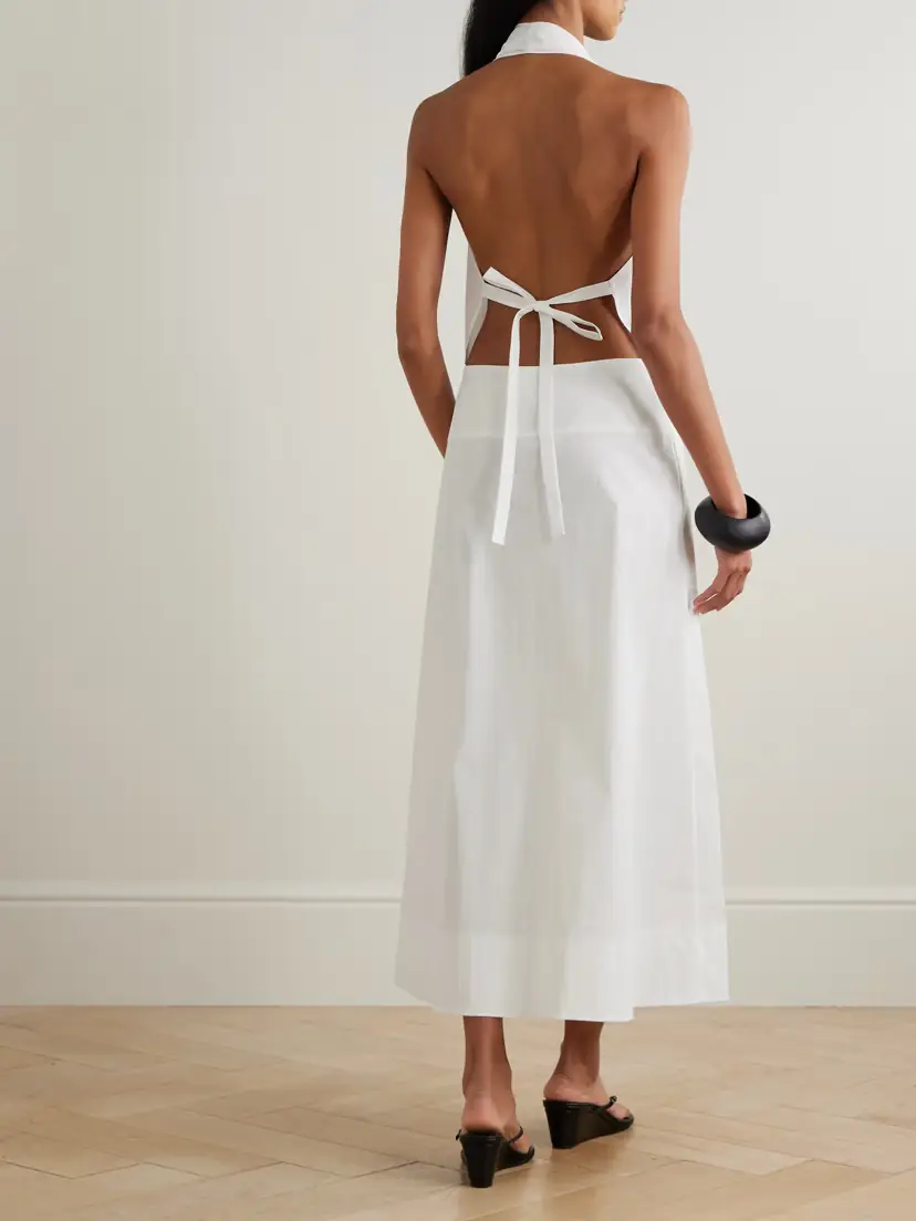 St. Agni Cotton-blend Poplin Halterneck Wrap Maxi Dress | Thumbnail 3