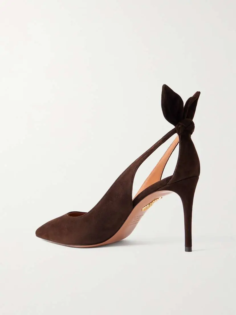 Aquazzura Bow Tie 85 Suede Pumps | Thumbnail 3 Aquazzura Bow Tie 85 Suede Pumps | Thumbnail 3