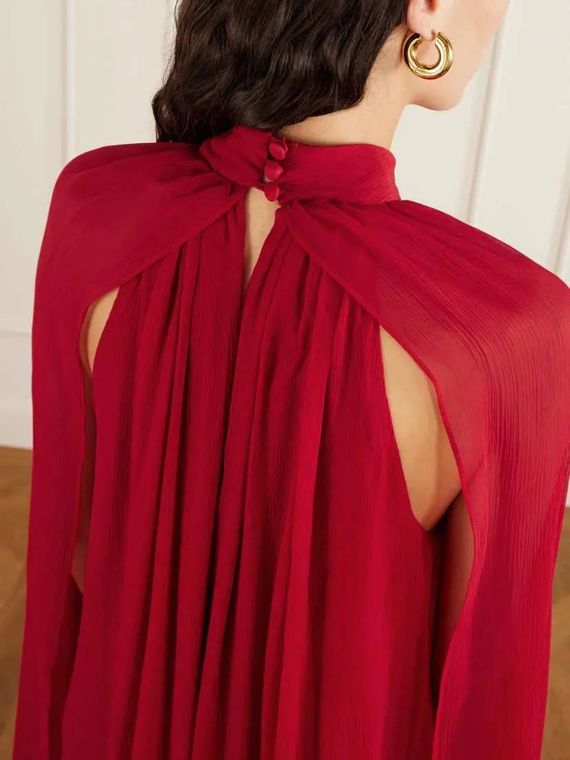 Taller Marmo Eterea Cape-effect Feather-trimmed Chiffon Gown | Thumbnail 5 Taller Marmo Eterea Cape-effect Feather-trimmed Chiffon Gown | Thumbnail 5