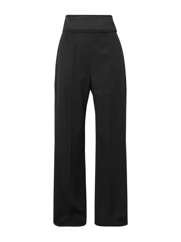 McQueen Satin-trimmed Grain De Poudre Wool Slim-leg Pants | Image 1 McQueen Satin-trimmed Grain De Poudre Wool Slim-leg Pants | Image 1