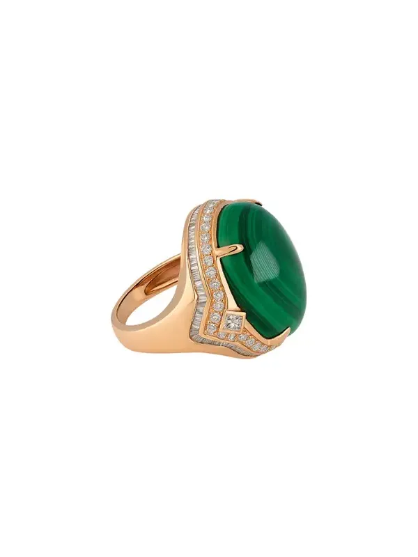 1.00ct Diamond Malachite 18K Gold Cocktail Ring 1.00ct Diamond Malachite 18K Gold Cocktail Ring