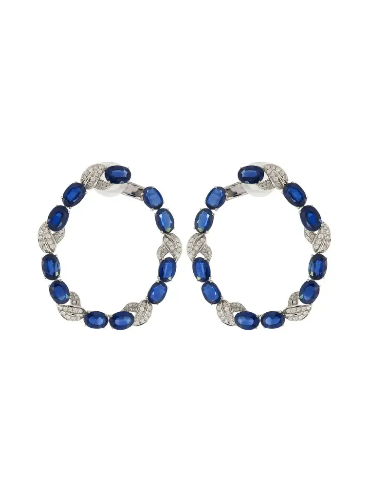 18.74ct Diamond Sapphire 18K Gold Earrings 18.74ct Diamond Sapphire 18K Gold Earrings