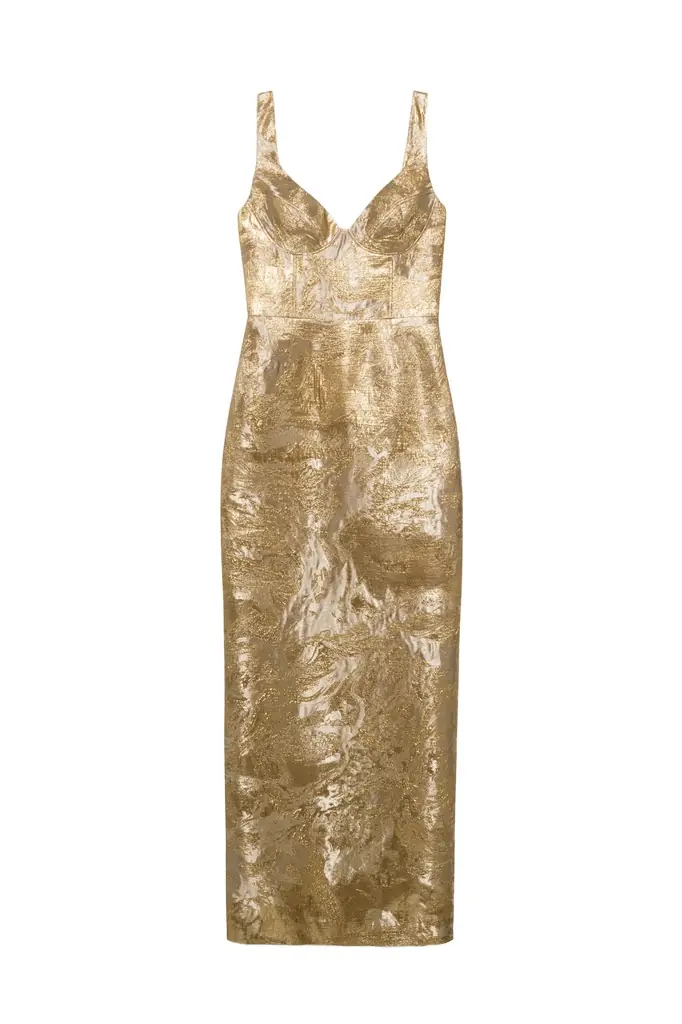 Viella Metallic Jacquard Gown