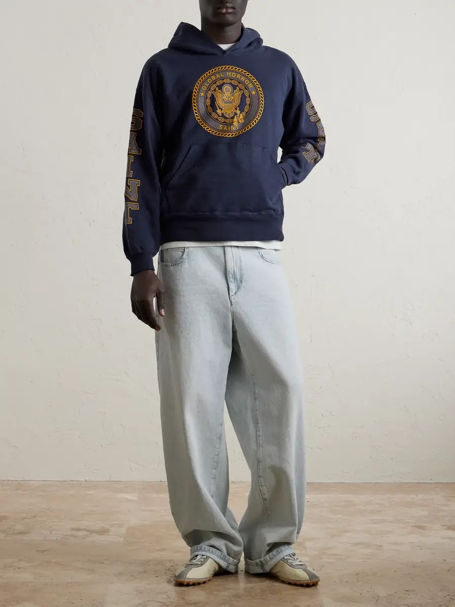SAINT Mxxxxxx Saint College Printed Cotton Hoodie - Men | Thumbnail 2 SAINT Mxxxxxx Saint College Printed Cotton Hoodie - Men | Thumbnail 2