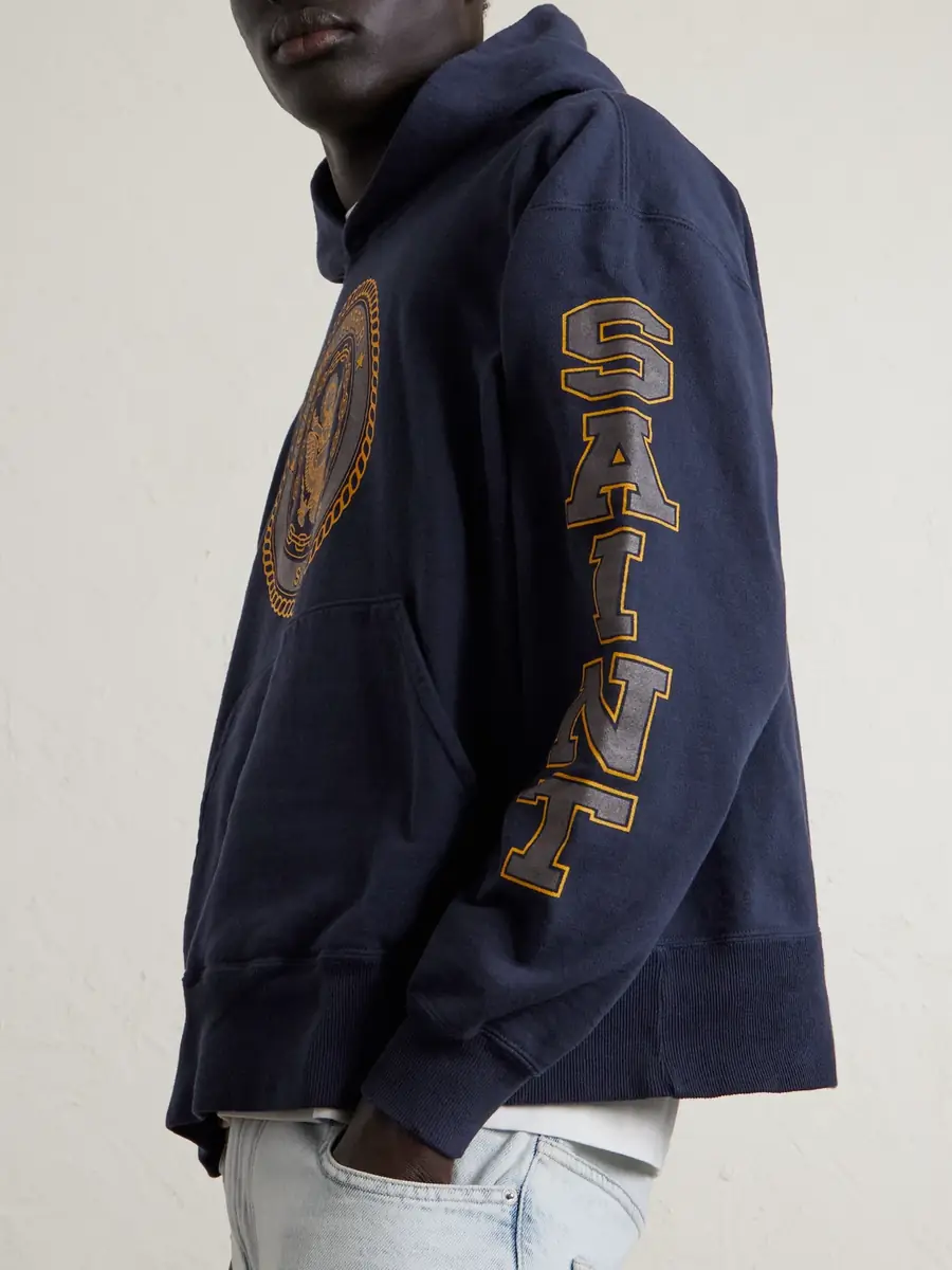 SAINT Mxxxxxx Saint College Printed Cotton Hoodie - Men | Thumbnail 4 SAINT Mxxxxxx Saint College Printed Cotton Hoodie - Men | Thumbnail 4