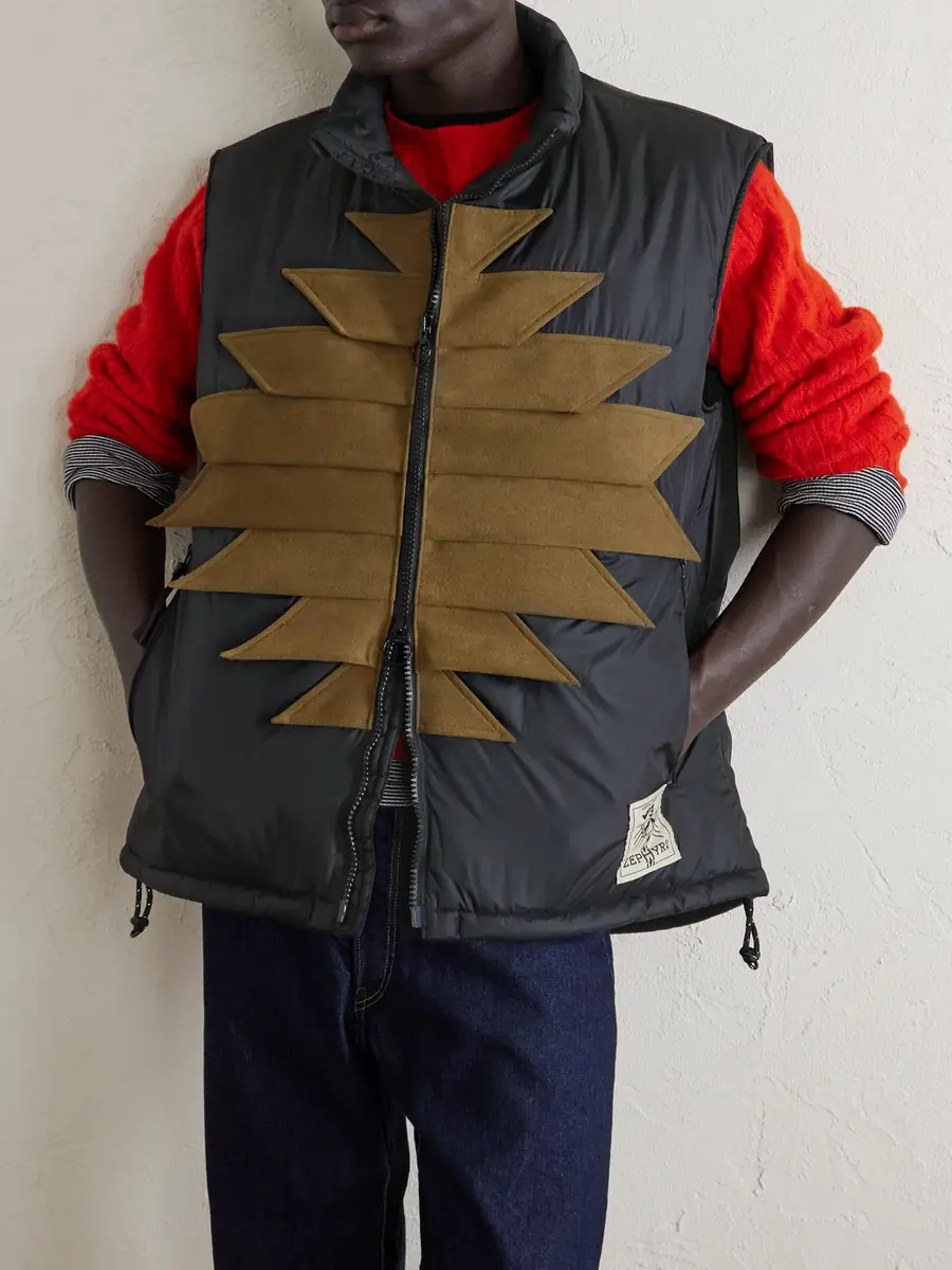 KAPITAL Zepher Suede-Trimmed Shell Gilet - Men | Thumbnail 3 KAPITAL Zepher Suede-Trimmed Shell Gilet - Men | Thumbnail 3