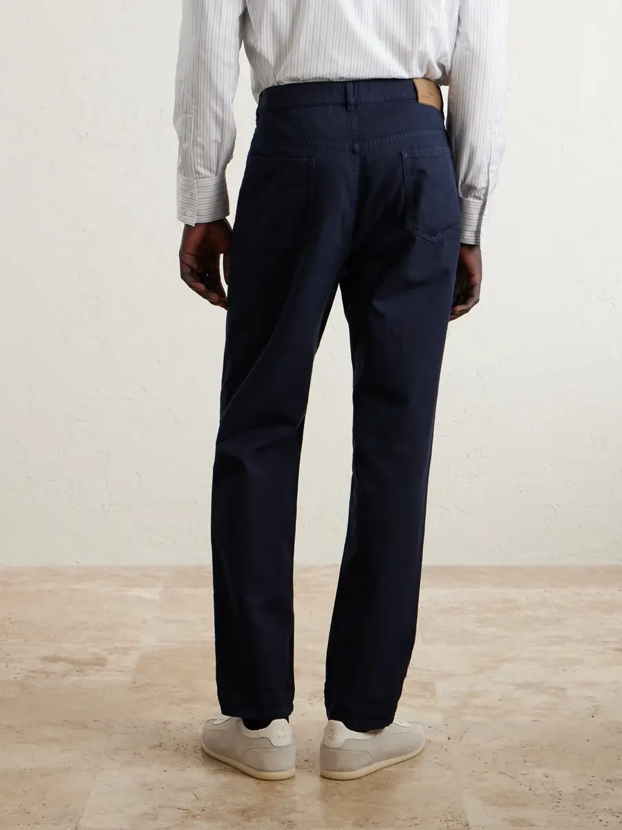 Brunello Cucinelli Logo- Embroidered Straight-Leg Cotton-Twill Trousers - Men | Thumbnail 4 Brunello Cucinelli Logo- Embroidered Straight-Leg Cotton-Twill Trousers - Men | Thumbnail 4