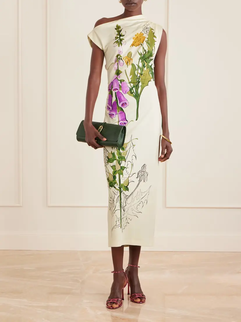 Oscar de la Renta Draped Printed Jersey Midi Dress | Thumbnail 2