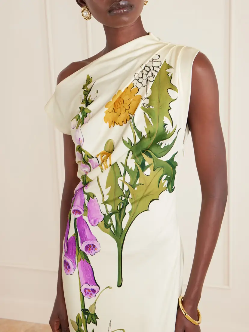 Oscar de la Renta Draped Printed Jersey Midi Dress | Thumbnail 4