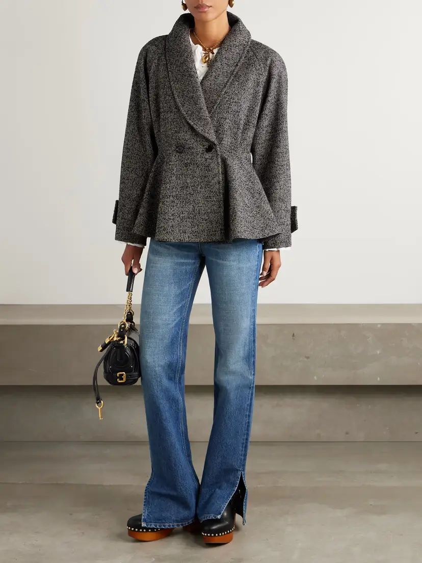 Chloé Double-breasted Herringbone Wool-blend Blazer | Thumbnail 2 Chloé Double-breasted Herringbone Wool-blend Blazer | Thumbnail 2