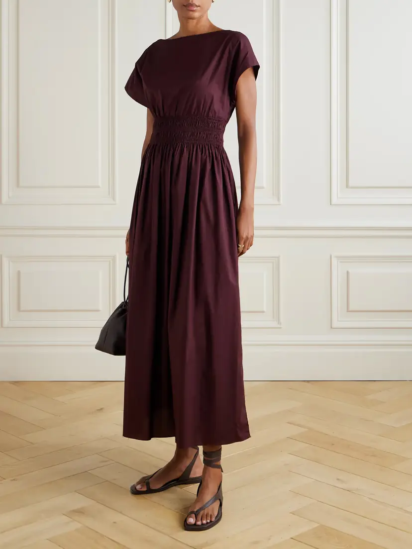 Matteau Shirred Organic Cotton-poplin Midi Dress | Thumbnail 2 Matteau Shirred Organic Cotton-poplin Midi Dress | Thumbnail 2