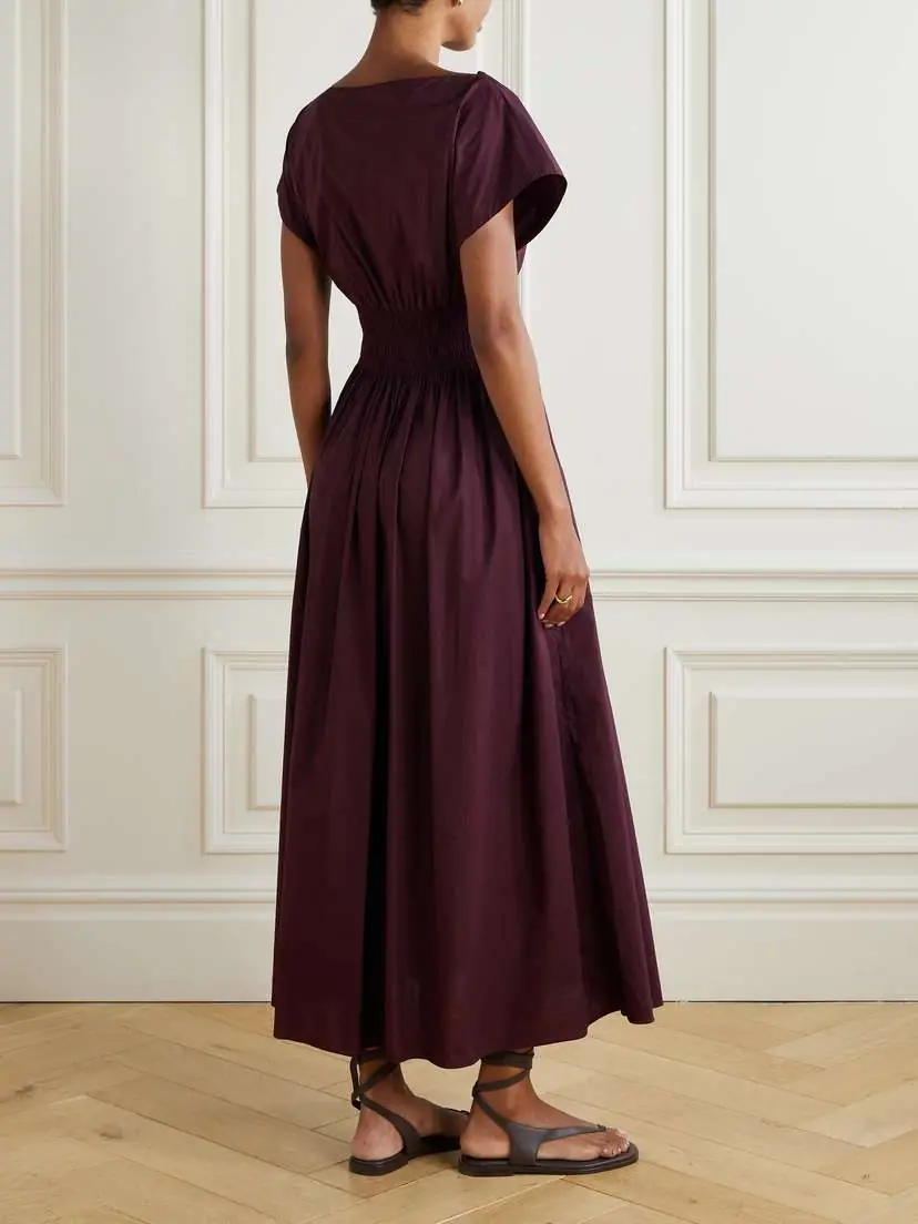 Matteau Shirred Organic Cotton-poplin Midi Dress | Thumbnail 3 Matteau Shirred Organic Cotton-poplin Midi Dress | Thumbnail 3