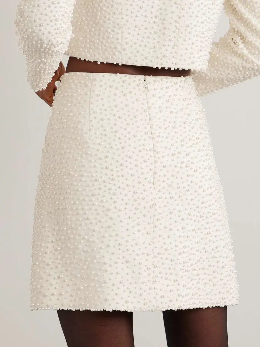Carolina Herrera Embellished Wool-blend Crepe Mini Skirt | Thumbnail 3