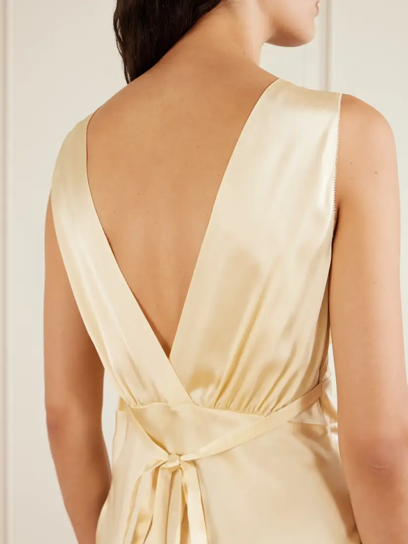 Chloé Gathered Tie-detailed Lace-trimmed Silk-satin Mini Dress | Thumbnail 5