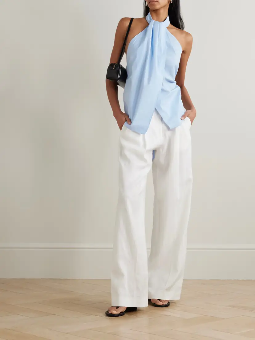 St. Agni Open-back Gathered Organic Cotton-poplin Halterneck Top | Thumbnail 2 St. Agni Open-back Gathered Organic Cotton-poplin Halterneck Top | Thumbnail 2