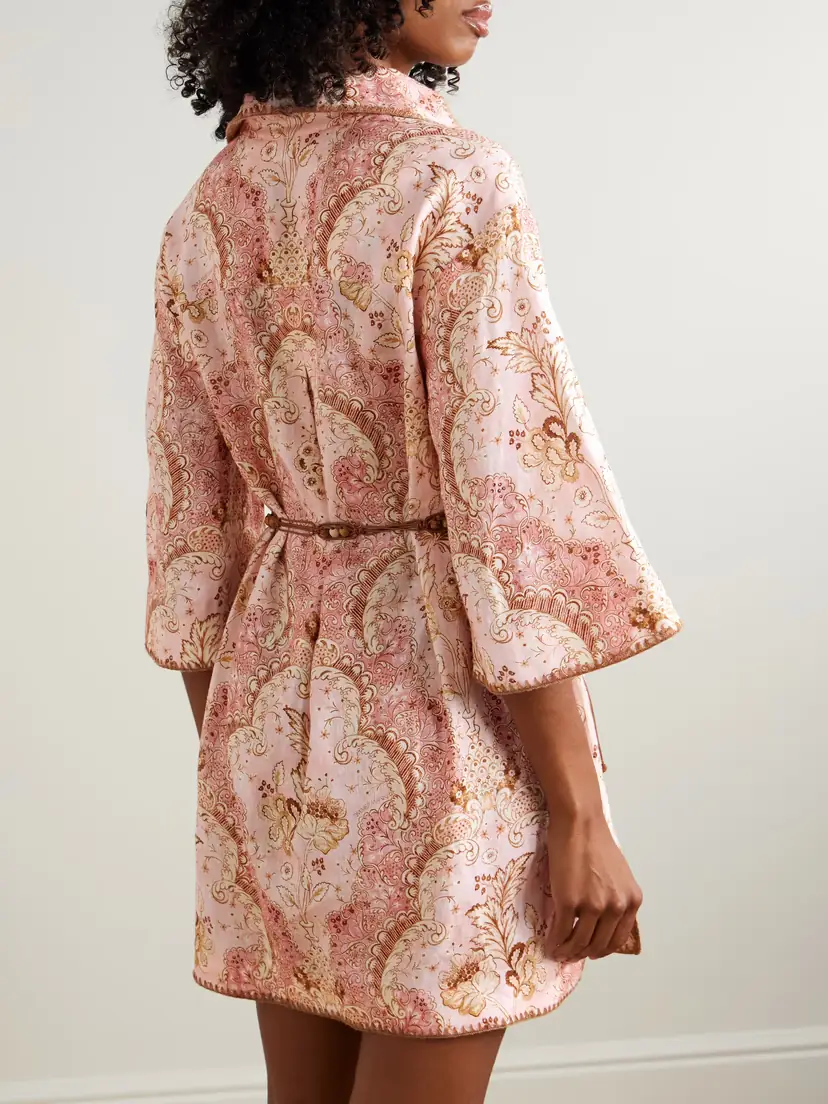 Zimmermann Daylight Belted Printed Linen Mini Dress | Thumbnail 3