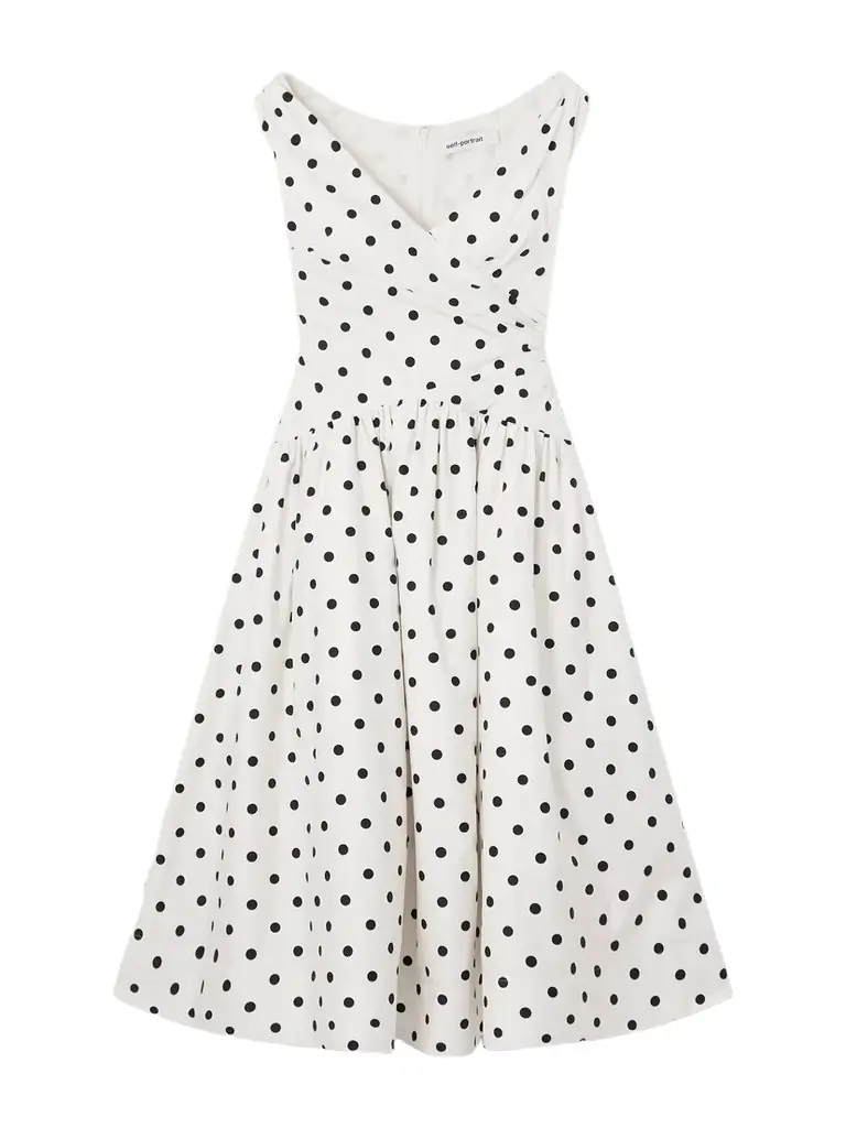 Wrap-effect Gathered Polka-dot Cotton-poplin Midi Dress Wrap-effect Gathered Polka-dot Cotton-poplin Midi Dress