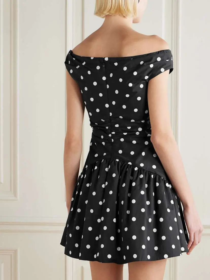 Self-Portrait Off-the-shoulder Polka-dot Cotton Mini Dress | Thumbnail 3