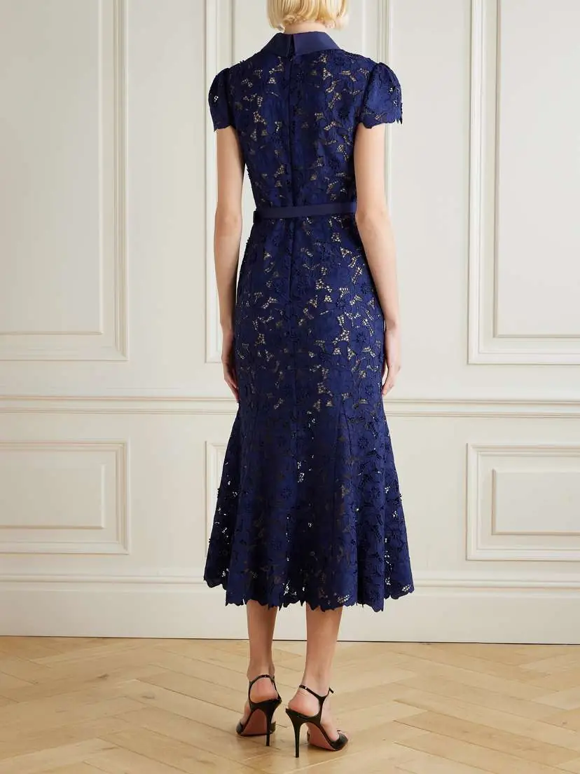 Self-Portrait Belted Guipure Lace Midi Dress | Thumbnail 3 Self-Portrait Belted Guipure Lace Midi Dress | Thumbnail 3