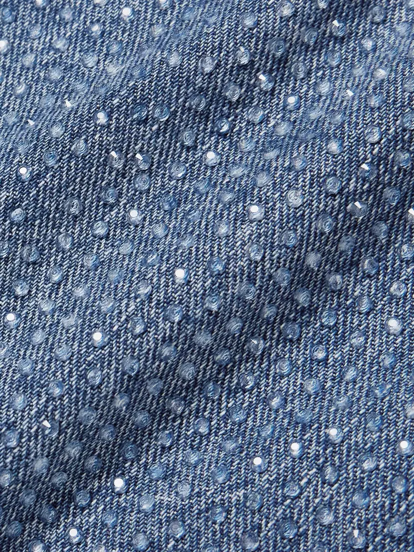 Self-Portrait Cropped Crystal-embellished Denim Top | Thumbnail 4 Self-Portrait Cropped Crystal-embellished Denim Top | Thumbnail 4