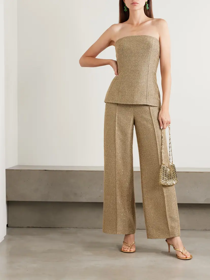 Emilia Wickstead Kerina Strapless Sequined Metallic Tweed Bustier Top | Thumbnail 2 Emilia Wickstead Kerina Strapless Sequined Metallic Tweed Bustier Top | Thumbnail 2
