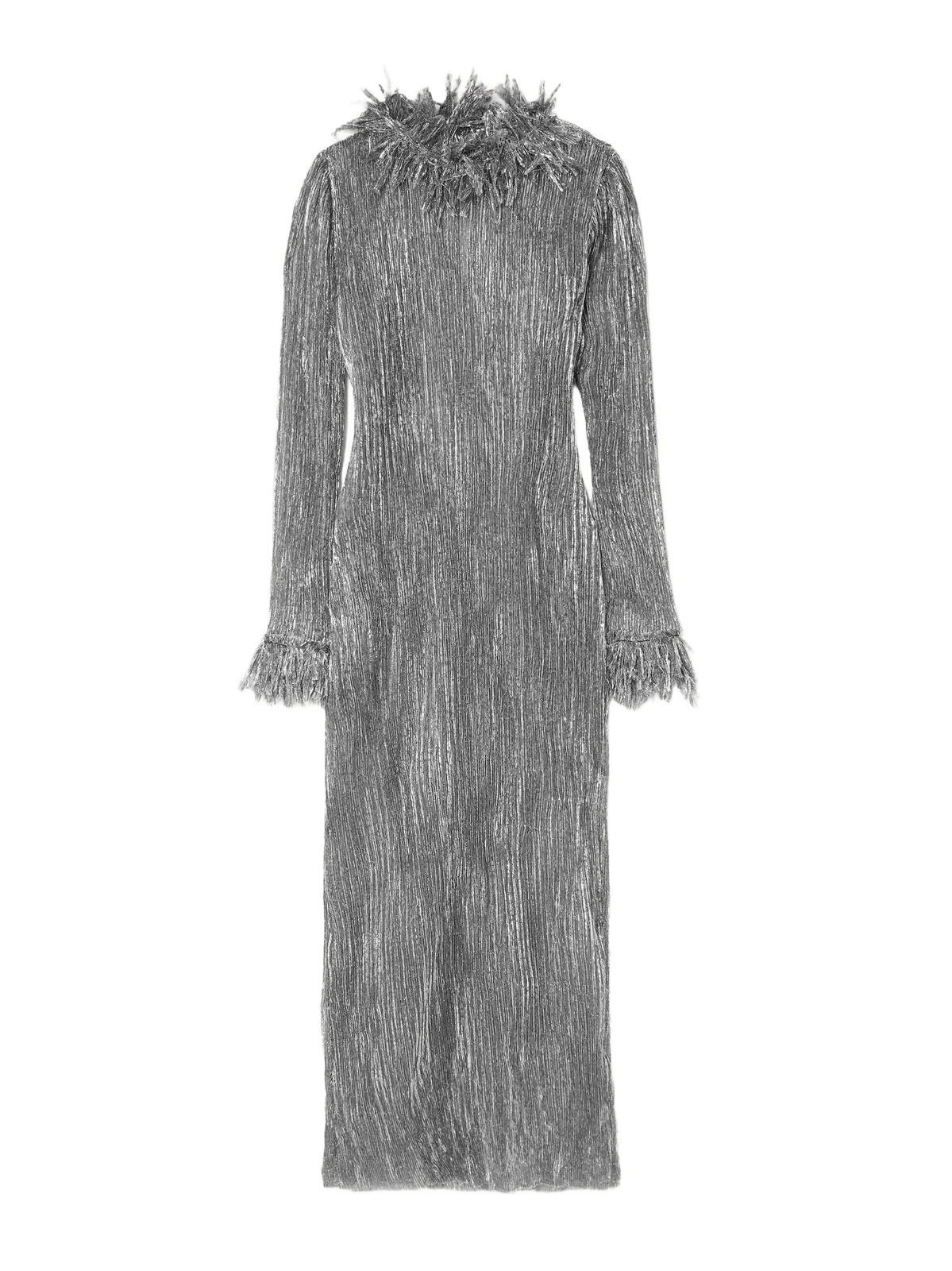 LIBEROWE Chiltern Fringed Metallic Plissé-tulle Midi Dress