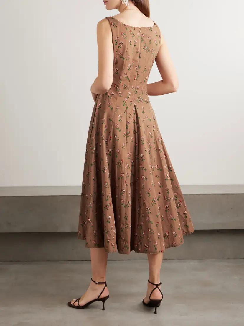 Agua by Agua Bendita Frontera Bead-embellished Floral-print Cotton Midi Dress | Thumbnail 3 Agua by Agua Bendita Frontera Bead-embellished Floral-print Cotton Midi Dress | Thumbnail 3